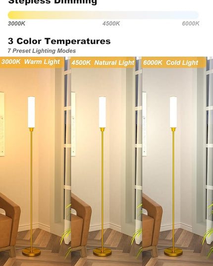 Floor Lamps for Living Room, Upgrade Moder Floor Lamp with Remote Control, Full Range Dimming Minimalist Standing Lamp Perfect for Living Room, Bedrooms and Office(Copper) - LeafyLoom