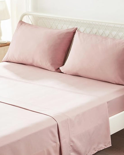 Anluoer Twin Comforter Set 5 Piece, Pink Bed in a Bag with Sheets, All Season Ruffle Shabby Chic Bedding Sets with 1 Comforter, 1 Pillow Sham, 1 Pillowcase, 1 Flat Sheet, 1 Fitted Sheet - LeafyLoom