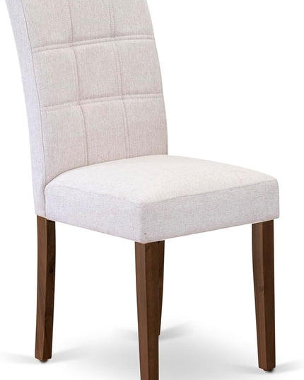 East West Furniture ANAS3-AWA-08 3 Piece Kitchen Set Contain A Modern Table and 2 Mist Beige Linen Fabric Upholstered Dining Chairs, Antique Walnut, 36x36 Inch - LeafyLoom