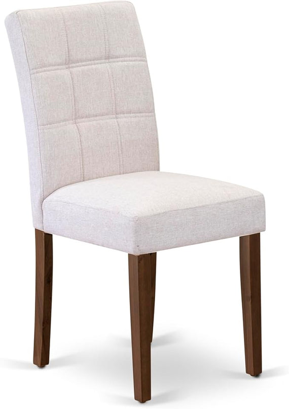 East West Furniture ANAS3-AWA-08 3 Piece Kitchen Set Contain A Modern Table and 2 Mist Beige Linen Fabric Upholstered Dining Chairs, Antique Walnut, 36x36 Inch - LeafyLoom