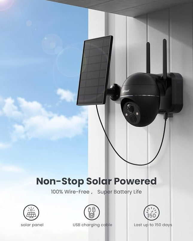 ieGeek 2K Security Camera Wireless Outdoor, 2.4G WiFi 360° View Pan Tilt Strobe Light/Spotlight Home Security System with Motion Detection and Siren, 2 Way Talk, IP65, 3MP Night Vision ieGeek