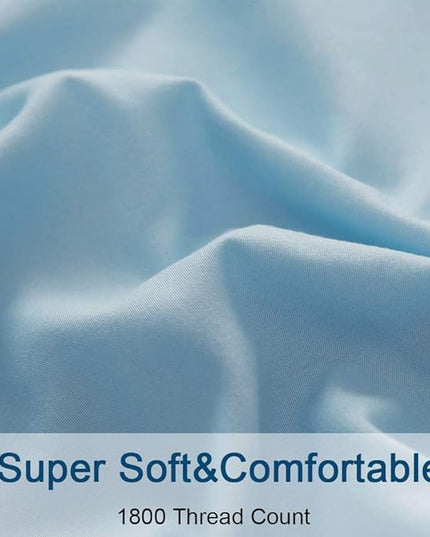 SONORO KATE Bed Sheet Set Super Soft Microfiber 1800 Thread Count Luxury Egyptian Sheets 16-Inch Deep Pocket，Wrinkle -4 Piece (Spa Blue, California King) - LeafyLoom