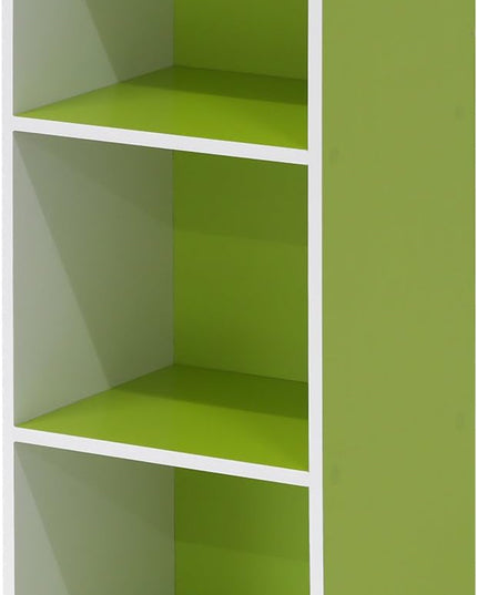 Furinno Pasir 3-Tier Open Shelf Bookcase, White/Green 11003WH/GR - LeafyLoom