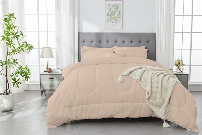 3 Piece Solid Color All Season Bedding Comforter Set Microfiber Soft Lightweight Bedding Set for Kids Teens Adults Room Decor with 1 Comforter and 2 Pillowcases Full - LeafyLoom