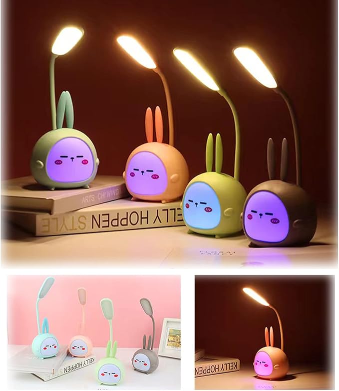 Mini Bunny Night Light, Portable LED Table Light, Cute Rabbit Foldable USB Rechargeable Reading Light Bedroom Children's Bedside Study (Green Rabbit) - LeafyLoom