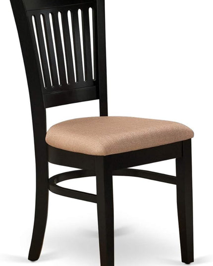 East West Furniture ANVA3-BLK-C 3 Piece Modern Dining Table Set Contains a Round Kitchen Table with Pedestal and 2 Linen Fabric Dining Room Chairs, 36x36 Inch, Black - LeafyLoom