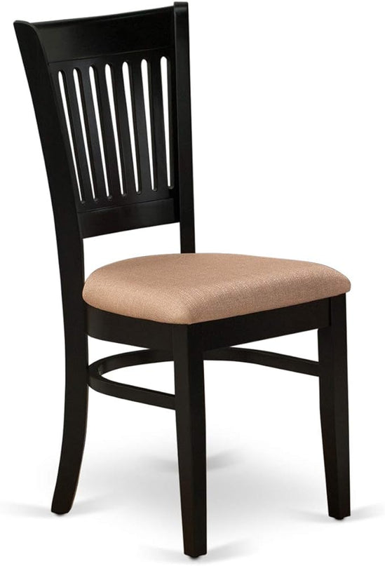 East West Furniture ANVA5-BLK-C 5 Piece Dining Room Furniture Set Includes a Round Dining Table with Pedestal and 4 Linen Fabric Upholstered Chairs, 36x36 Inch, Black - LeafyLoom