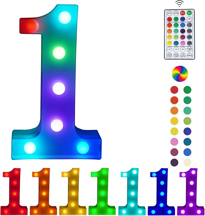 Colorful Letter LED Lights, 16 Colors Changing LED Marquee Letter Lights, Dimmable Night Lights for Wedding, Birthday, Holiday, Party, Bar, Christmas Decoration,Dorm Room Decor- Multicolor 1 - LeafyLoom