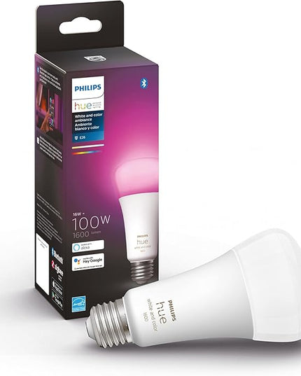 Philips Hue Smart 100W A21 LED Bulb - White and Color Ambiance Color-Changing Light - 1 Pack & Smart 60W A19 LED Bulb - White and Color Ambiance Color-Changing Light - 2 Pack Philips+Hue