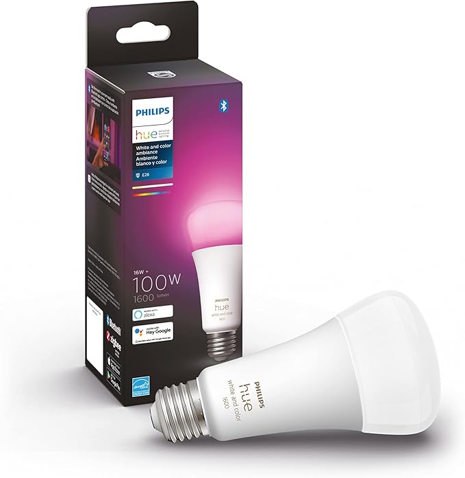 Philips Hue Smart 100W A21 LED Bulb - White and Color Ambiance Color-Changing Light - 1 Pack & Smart 60W A19 LED Bulb - White and Color Ambiance Color-Changing Light - 2 Pack Philips+Hue