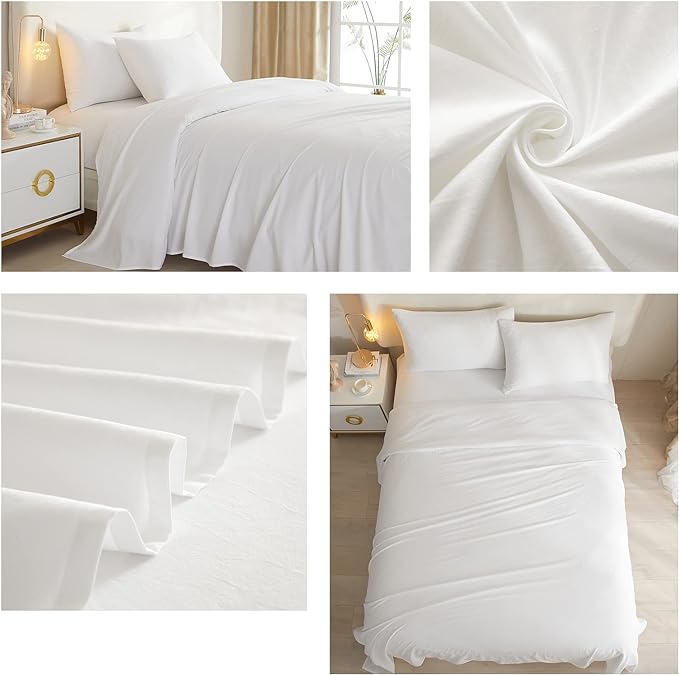 HighBuy Luxury Soft King Size Sheet Set - Breathable & Cooling Sheets - Hotel Quality Bed Sheets King - Extra Soft - Deep Pockets 16 Inch - Easy Fit - 4 Piece Set - Wrinkle Free King Sheets,White - LeafyLoom