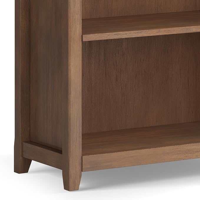 SIMPLIHOME Amherst SOLID WOOD 30 Inch Wide Transitional 5 Shelf Bookcase in Rustic Natural Aged Brown, for The Living Room, Study Room and Office - LeafyLoom
