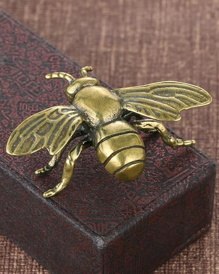 Vintage Solid Brass Bee Figurine - Adorable Desk Decor for Collectors - Perfect Home or Office Accent(Bee) - LeafyLoom