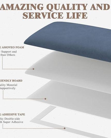 Queen Headboard, Wall Mounted Peel and Stick Headboard, Upholstered Leather Bed Headboard for Queen Size Bed, Floating Dorm Bedroom Tall Headboard Soundproof Wall Panels (9 Panels, 10"x24") - LeafyLoom