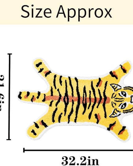 Tiger Shaped Bath Mat for Bathroom Cute Animals Yellow Tiger Cartoon Bath Rug Non-Slip Absorbent Bathtub Rug for Bathroom Tub Door Mat Soft Bathmat Home Decor - LeafyLoom