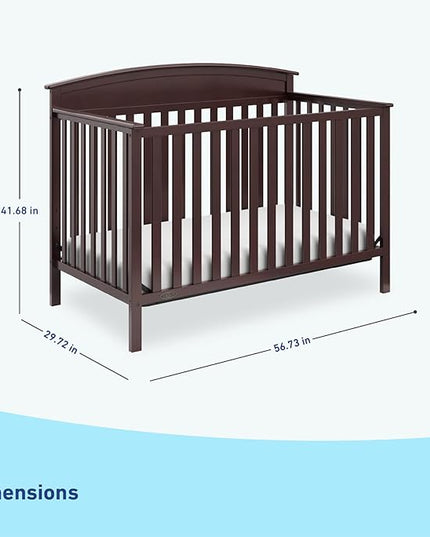 Graco Benton 5-in-1 Convertible Crib (Espresso) – GREENGUARD Gold Certified, Converts from Baby Crib to Toddler Bed, Daybed and Full-Size Bed, Fits Standard Full-Size Crib Mattress - LeafyLoom