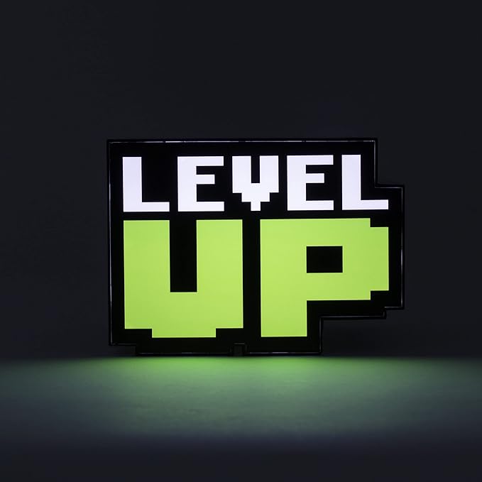Paladone Level Up Light with Sound Retro Game Room Decor - Great Gift for Gamers, Teens, Fathers, Man Caves - Battery Operated - LeafyLoom