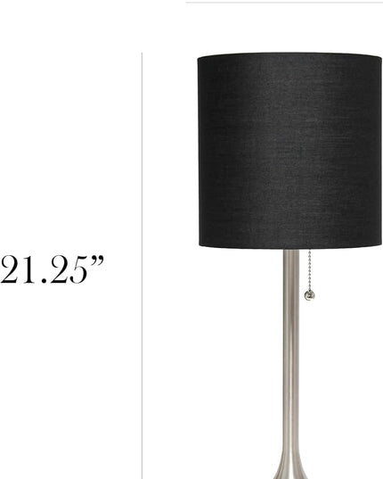Simple Designs LT1076-BNB Tapered Fabric Drum Shade Table Lamp, Brushed Nickel and Black(Pack of 4) - LeafyLoom