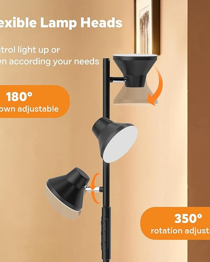 2024 Upgraded LED Floor Lamp, 36W Modern Floor Lamp with Remote & Touch Control, 4 Color Temperatures, Standing Lamp with 3 Rotatable Lights, Floor Lamps for Living Room, Bedroom, Office - LeafyLoom