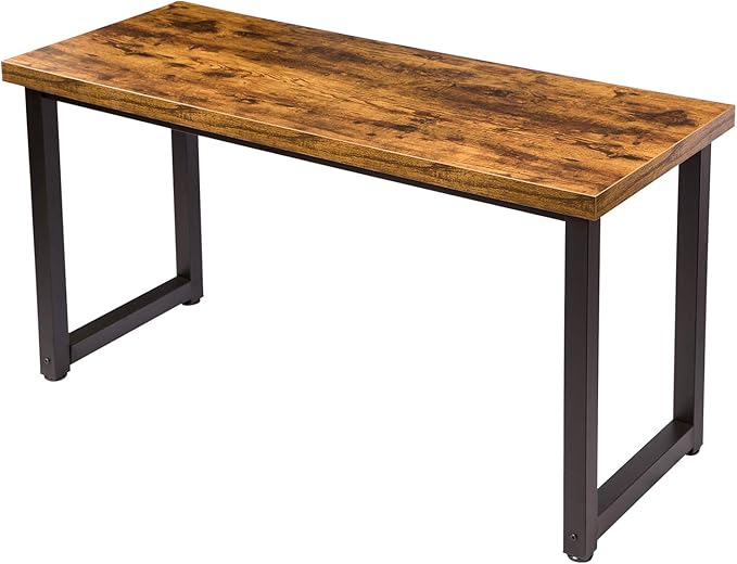 TOPSKY 59" Big Large Computer Office Desk 1.88" Thickness Desktop (Rustic Brown) - LeafyLoom
