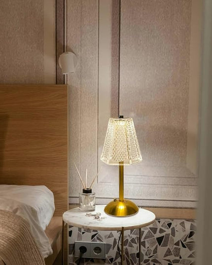 Cordless Metal Desk Lamp, Touch Sensor Control LED Table Lamp,3 Color Stepless Dimmable Battery Powered Lamp,Night Light for Kids Nursery,Bedroom/Desk/Cafe (Gold-2) - LeafyLoom