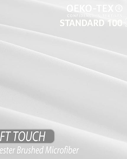 King Sheet Set - White Soft Breathable Bed Sheets for King Size Bed, Fit Deep Pocket Hotel Luxury Sheets, Silky Cooling Bedding Sheets and Pillowcases, Wrinkle Free Oeko-Tex Sheets 4 Piece - LeafyLoom