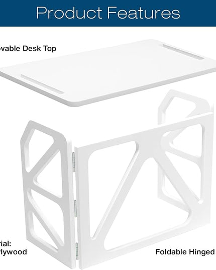EXCELLO GLOBAL PRODUCTS Stow Away Desk with 30" x 47" Writing Surface: Perfect for Apartments, Dorms, Small Spaces and Work from Home (White) - LeafyLoom