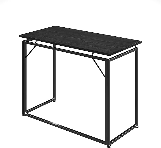 Techni Mobili Space Saving Folding Desk, Black - LeafyLoom