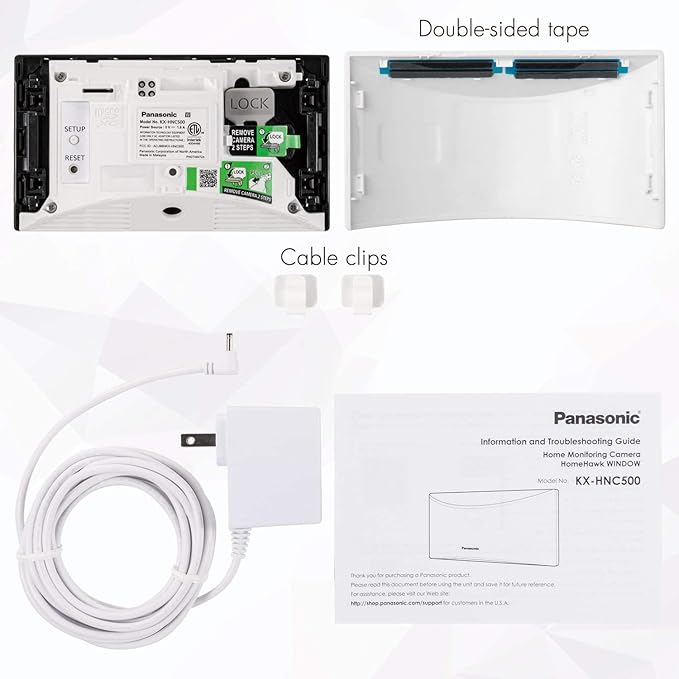 Panasonic HomeHawk Window Home Monitoring Camera for Outdoor Monitoring, Mounts to Inside Window, Color Night Vision, Wide Angle, 24/7 Full HD Recording, Person Detection, Alexa Compatible KX-HNC500 Panasonic