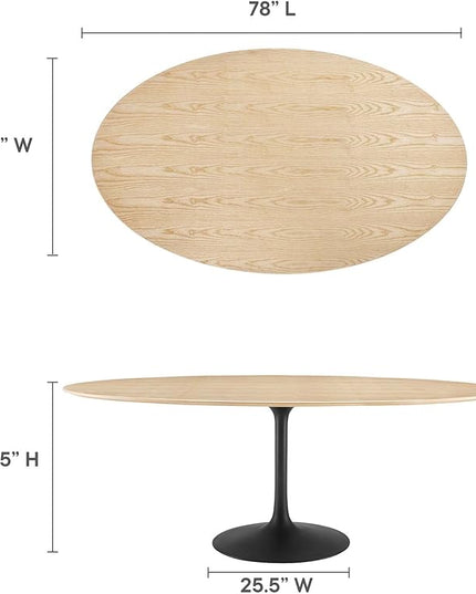 Modway Lippa Dining Table, 78", Black Natural - LeafyLoom