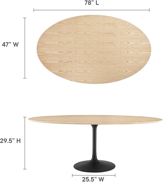 Modway Lippa Dining Table, 78", Black Natural - LeafyLoom