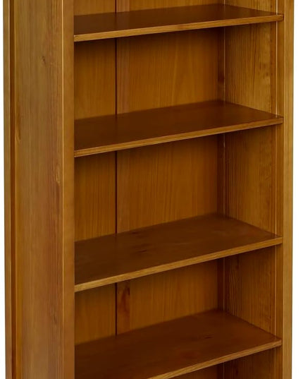 Camaflexi Shaker Style 6 Shelf Bookcase / Solid Wood / 72 inch Tall / Adjustable Shelving / Closed Back / Display Bookshelf for Living Room, Bedroom, Home and Office, Cherry - LeafyLoom