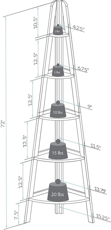 Casual Home 5-Shelf Corner Ladder Bookcase, Espresso - LeafyLoom