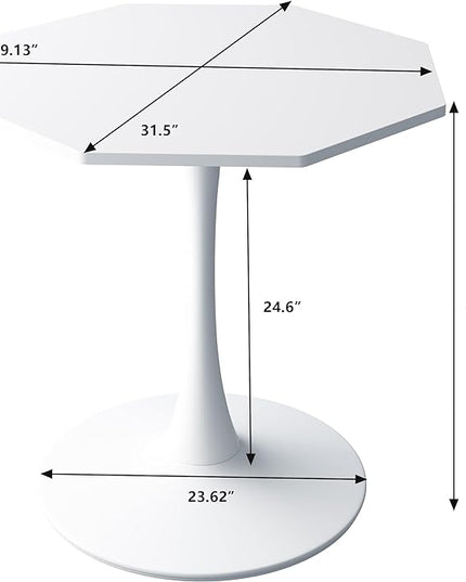NicBex Dining Table Contemporary Kitchen Table Farmhouse Rustic 31.50" Octagonal Coffee Table with MDF Table Top,Metal Base, for Dining Room, Kitchen, Living Room, White - LeafyLoom