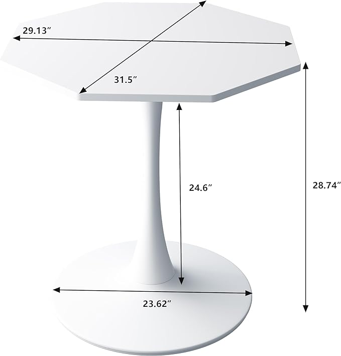 NicBex Dining Table Contemporary Kitchen Table Farmhouse Rustic 31.50" Octagonal Coffee Table with MDF Table Top,Metal Base, for Dining Room, Kitchen, Living Room, White - LeafyLoom