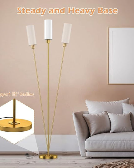 Floor Lamp, Gold Floor Lamp for Living Room, Modern Standing Lamp with Glass Lamp Shade, Vintage 68" Tall Lamp for Home & Office, Reading & Working, E26 Socket(Bulb Not Included) - LeafyLoom