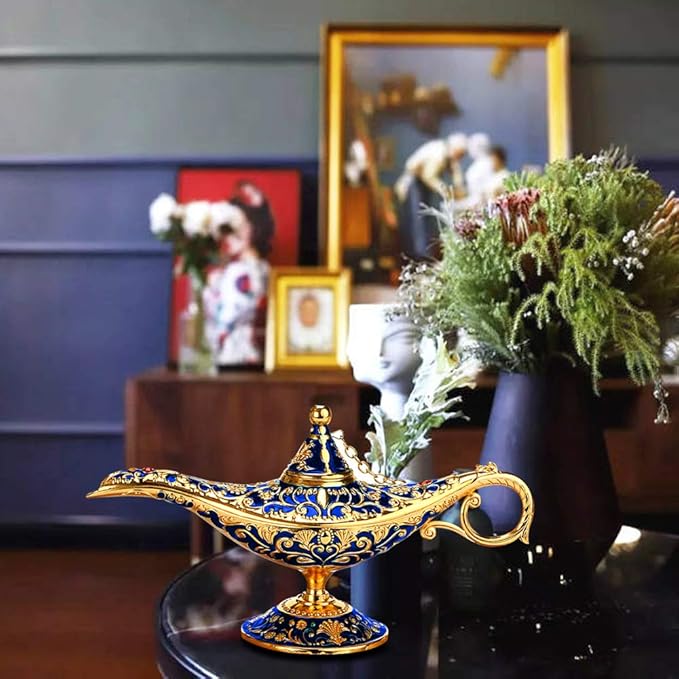 Vintage Legend Aladdin Lamp Magic Genie Wishing Light,Collectable Rare Classic Arabian Costume Props Lamp Tabletop Decor Crafts for Home/Wedding Decoration&Gift for Party - LeafyLoom