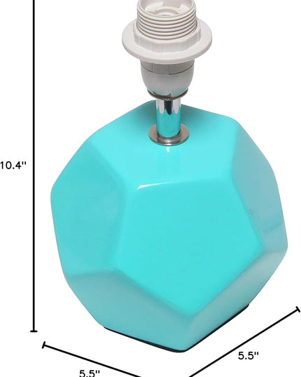 Simple Designs LT2065-BLU Round Prism Mini Table Lamp with Matching Fabric Shade, Blue - LeafyLoom