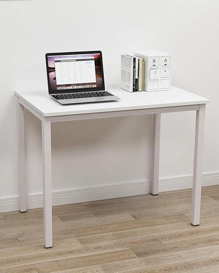 SogesGame Small Computer Desk, 39.4 inches Small Office Desk Computer Table Study Writing Desk Workstation for Home Office,White - LeafyLoom