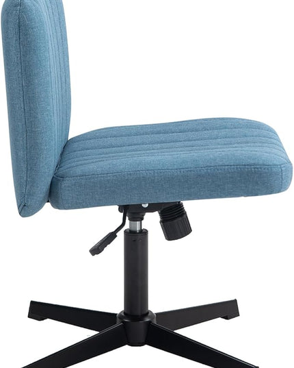 Panana Office Chair Fabric Padded Seat Armless Desk Chair Swivel Computer Task Chair Mid-Back No Wheels Accent Chair (Blue) - LeafyLoom