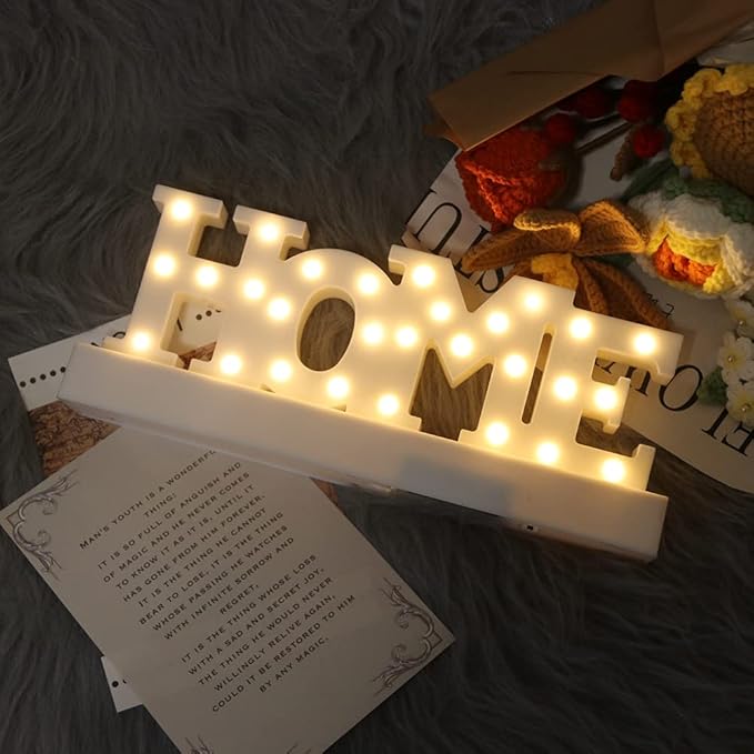 GUOCHENG Home Letter Decor Light LED Alphabet Marquee Light Sign Home Decorative Mood Table Lamps for Bedroom Children Kids Room Nursery Everyday Indoor Motif Decor - LeafyLoom