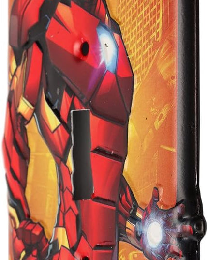 Marvel Iron Man Embossed Metal Light Switch Plate - Iron Man Switch Plate Decoration for Bedroom or Man Cave - LeafyLoom