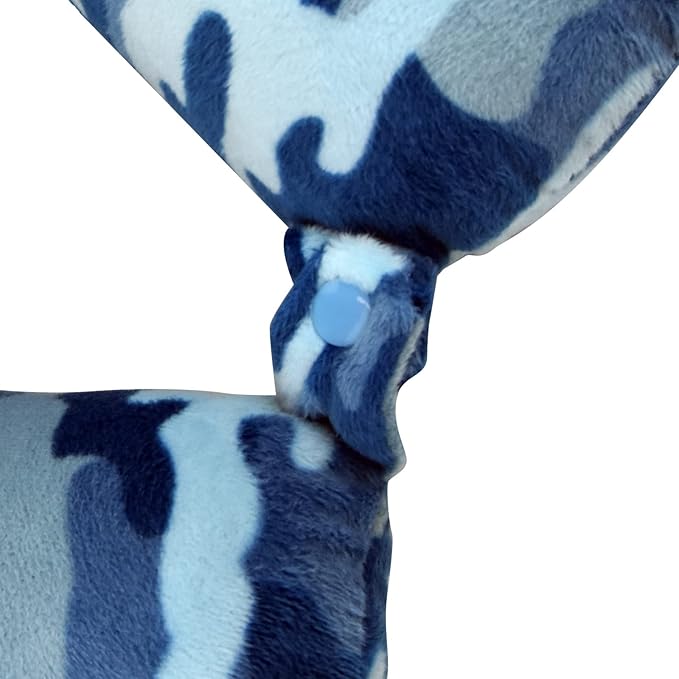Adult Cozy Soft Microfiber Neck Pillow, Compact, Perfect for Plane or Car Travel, Blue Camo - LeafyLoom