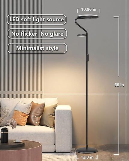 Floor Lamp, LED Standing Lamp with 2 Light Sources, Button & Remote Control, 36W Corner Floor Light with 4 Brightness, Stepless Color Temperature, Tall Lamps for Living Room, Bedroom, Office - LeafyLoom