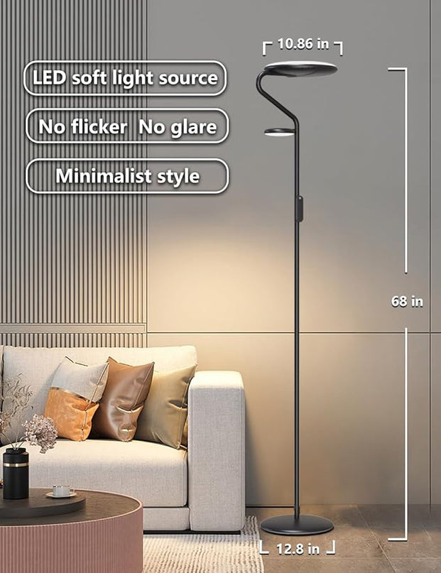 Floor Lamp, LED Standing Lamp with 2 Light Sources, Button & Remote Control, 36W Corner Floor Light with 4 Brightness, Stepless Color Temperature, Tall Lamps for Living Room, Bedroom, Office - LeafyLoom