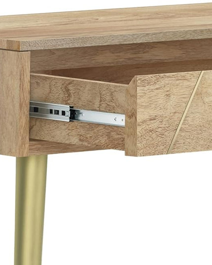 SIMPLIHOME Jager SOLID MANGO WOOD and Metal 48 Inch Wide Contemporary and Mid century Console Table in Natural, for The Living Room, Entryway and Bedroom - LeafyLoom