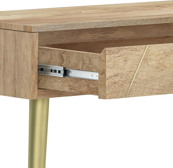 SIMPLIHOME Jager SOLID MANGO WOOD and Metal 48 Inch Wide Contemporary and Mid century Console Table in Natural, for The Living Room, Entryway and Bedroom - LeafyLoom