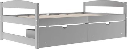 Merax Classic Solid Wood Day Bed with Storage Drawers Platform Bed for Living Room Beedroom Twin Grey - LeafyLoom