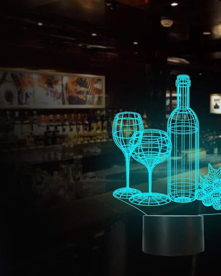FULLOSUN Wine Bottle 3D Illusion Lamp, Bar Decoration Gifts Night Light for Xmas Holiday Birthday Gifts for Bar Shop Decor with Remote Control 16 Colors Changing + 4 Changing Mode + Dim Function - LeafyLoom