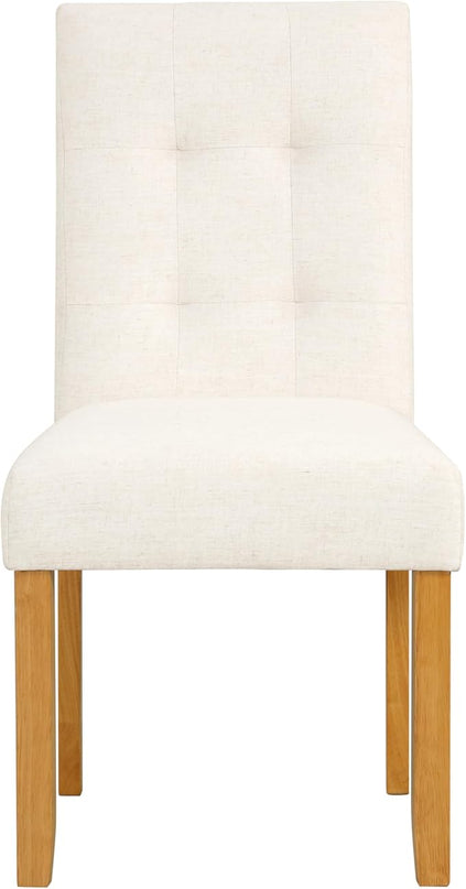 HomePop Classic Parsons Dining Chairs, Pack of 2, Ivory Textured Woven - LeafyLoom